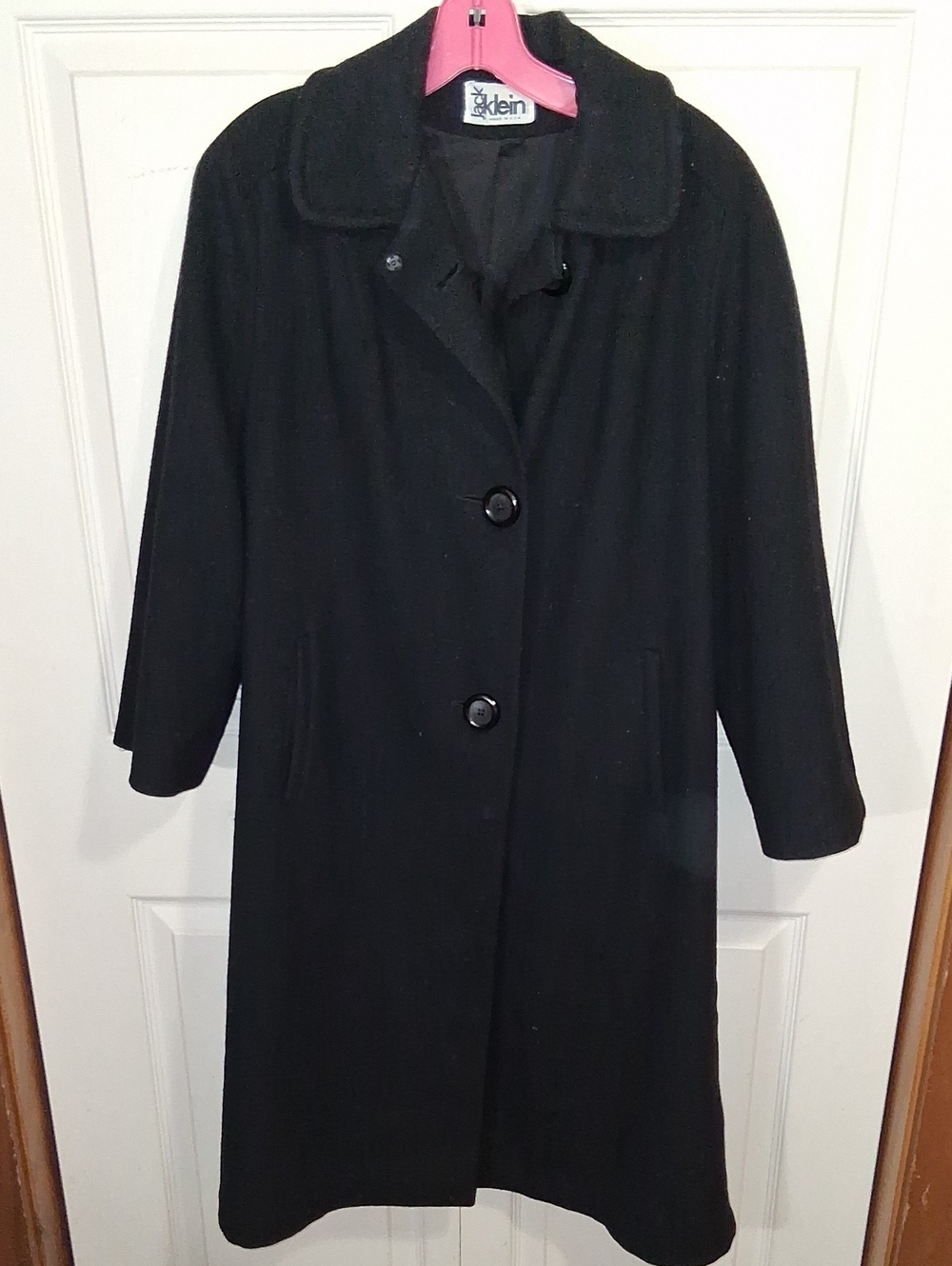 Vintage Jack Klein Black Wool-Blend Single-Breasted Pea Coat - M - Full Length